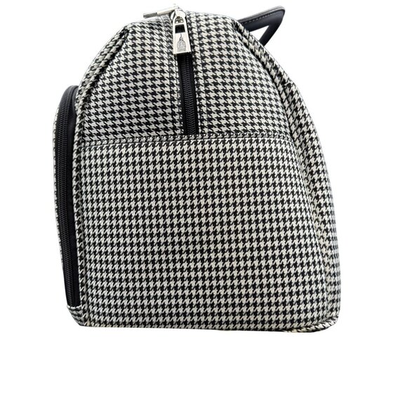 London Fog Oxford III 17" Cabin Bag Carry-On Travel Tote Black White Houndstooth - Picture 2 of 16